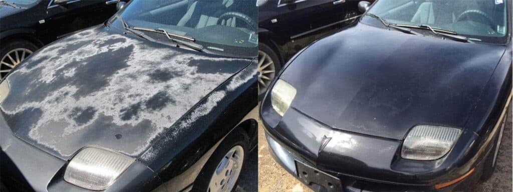 Automotive clear coatings fade due to excessive exposure to direct sunlight and cause the paint underneath to appear dull