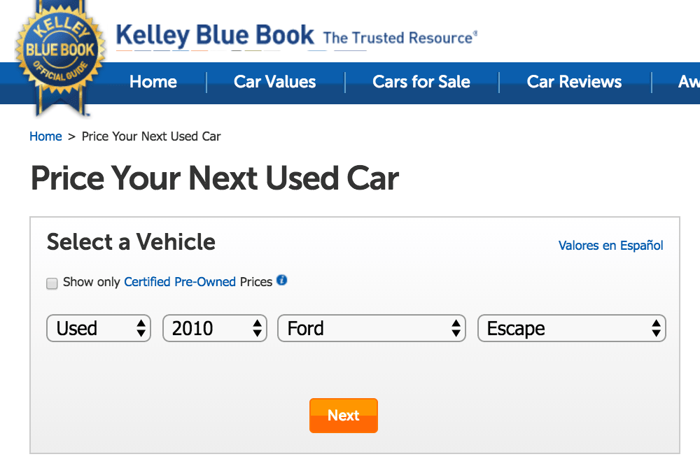k b b used car value