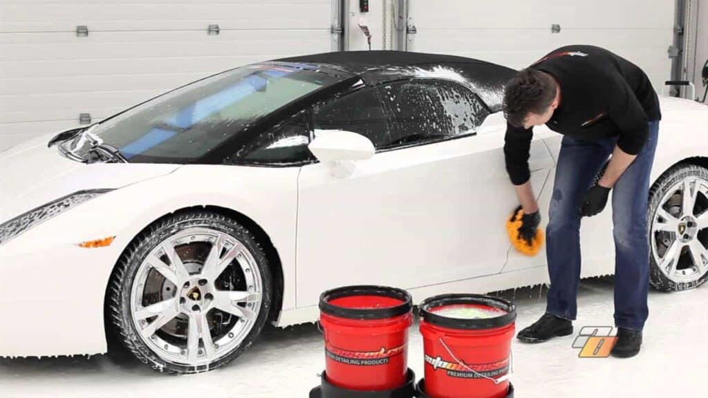 It is vital that you wash and dry the vehicle both before and after removing caked-on contaminants, as it allows you to prep the surface and rinse away any cleaning product residue that may still be stuck on the surface. 