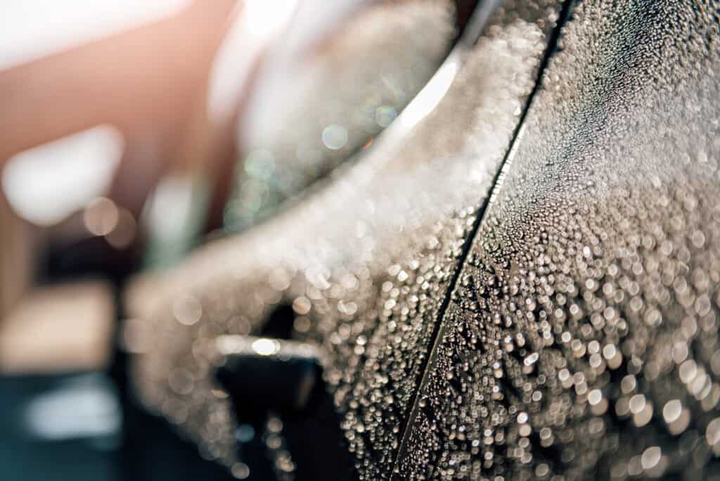 Avoid washing a vehicle in direct sunlight, as this tends to encourage the formation of hard water spots and dried soap residue.