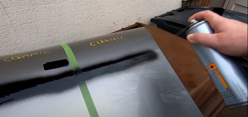 A graffiti on ceramic coated surface test is put through its paces. Photo Credit Forensic Detailing Channel/YouTube